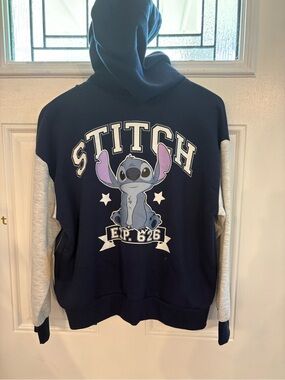 Disney Navy and Light Gray Stitch Crewneck Sweatshirt